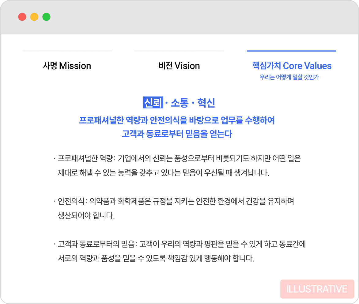 핵심가치 신뢰 예시이미지