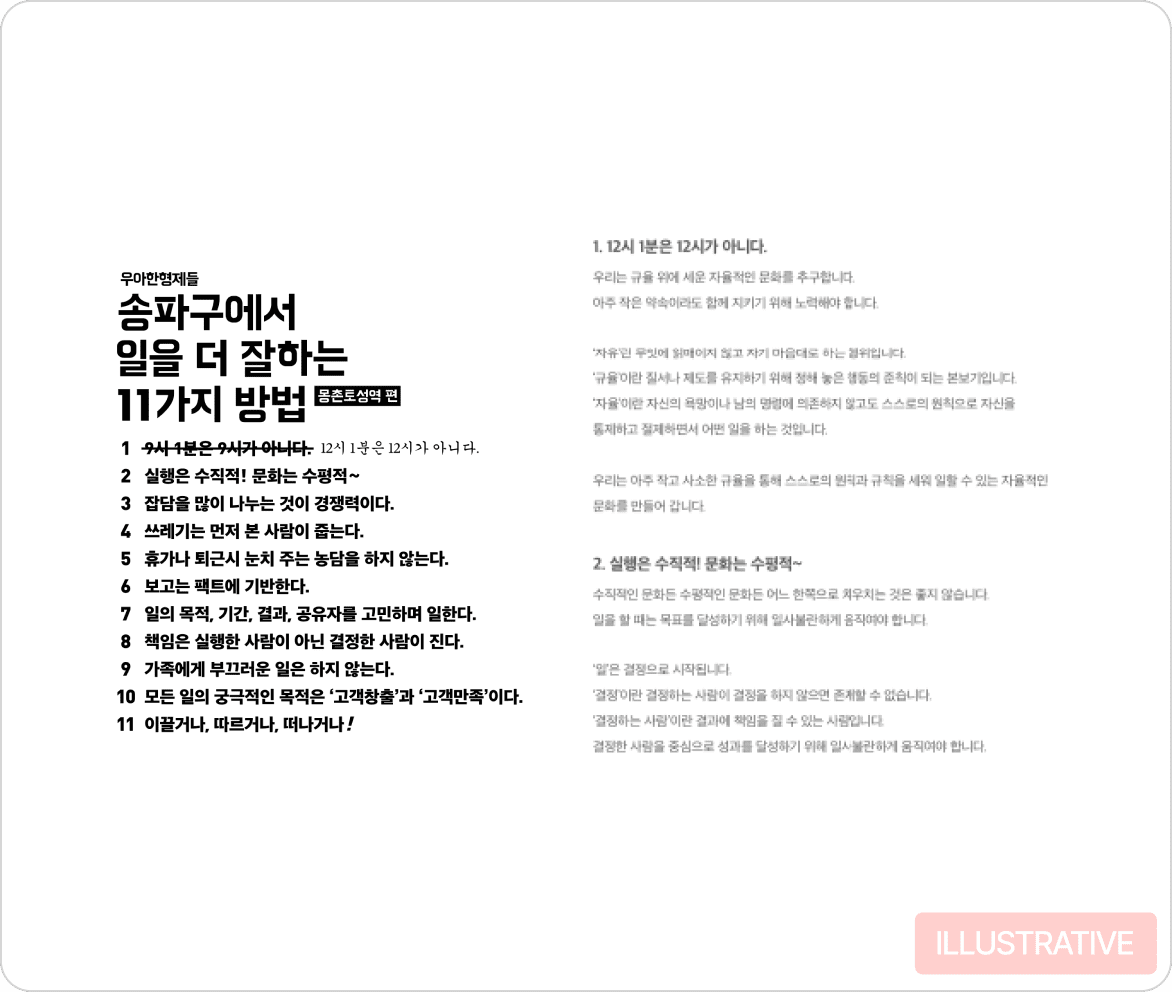 핵심가치 실천 여부를 판단하는 가치평가 항목 예시이미지